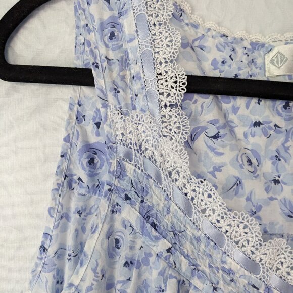 EILEEN WEST Cotton Floral Print Ballet Nightgown Lace Trim Lavender Size Medium - Picture 7 of 9